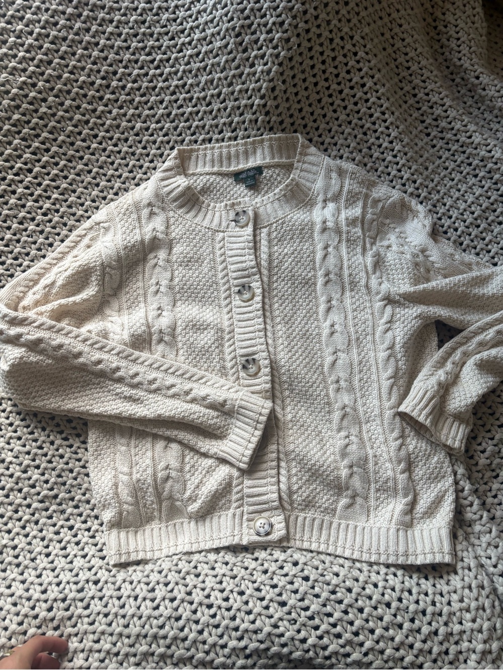 wild fable Cream Cable-Knit Button Cardigan